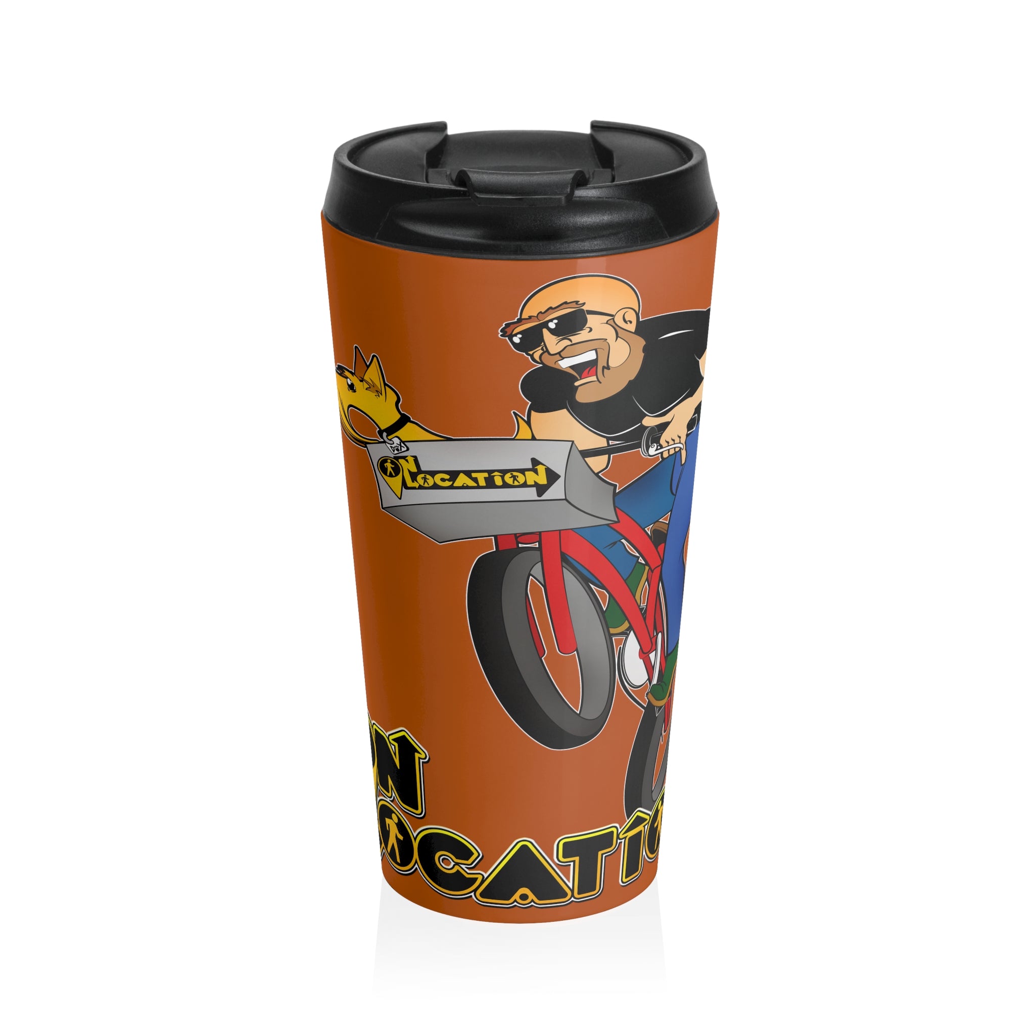 Mountain Biking Travel tumbler (earth brown)