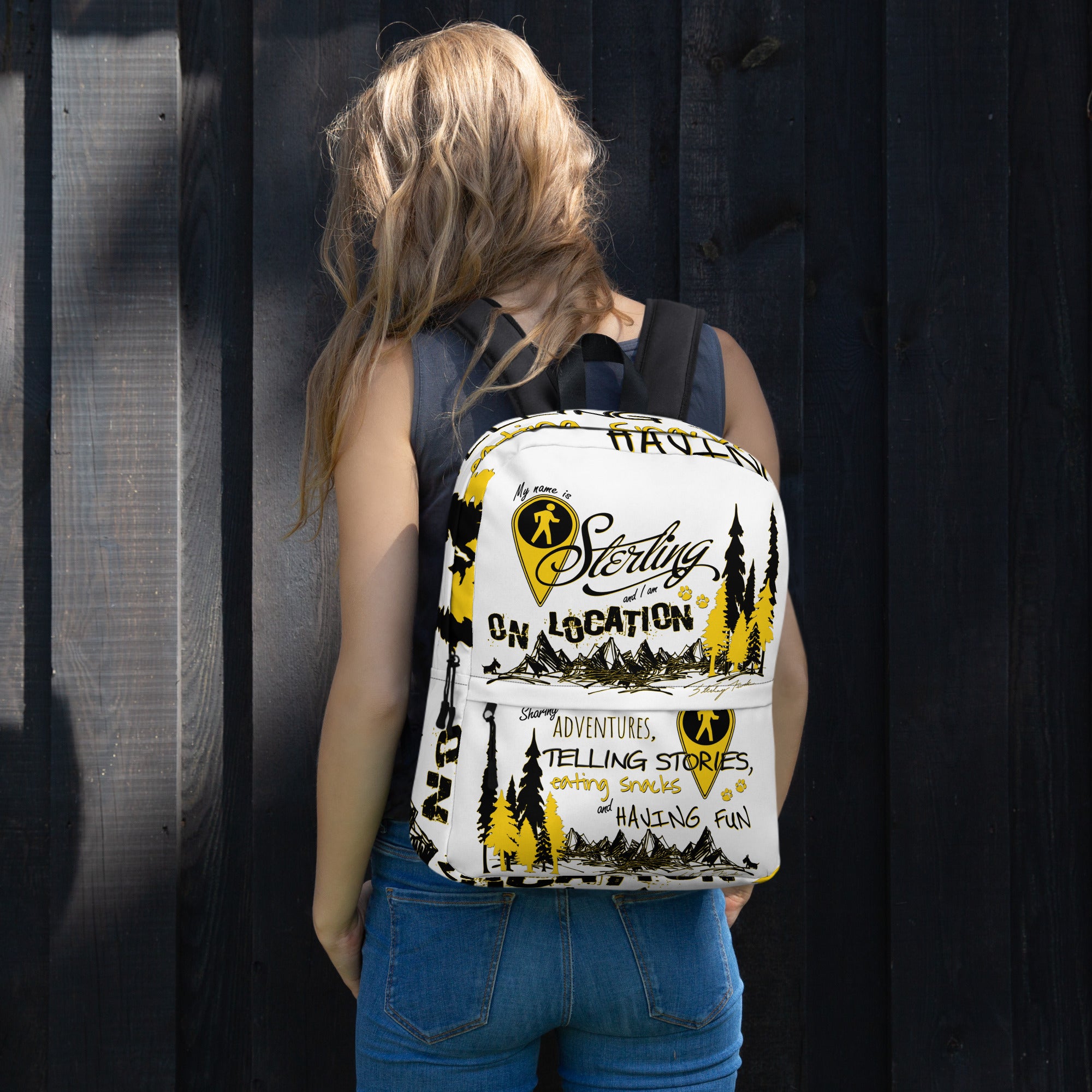 Typography White Backpack