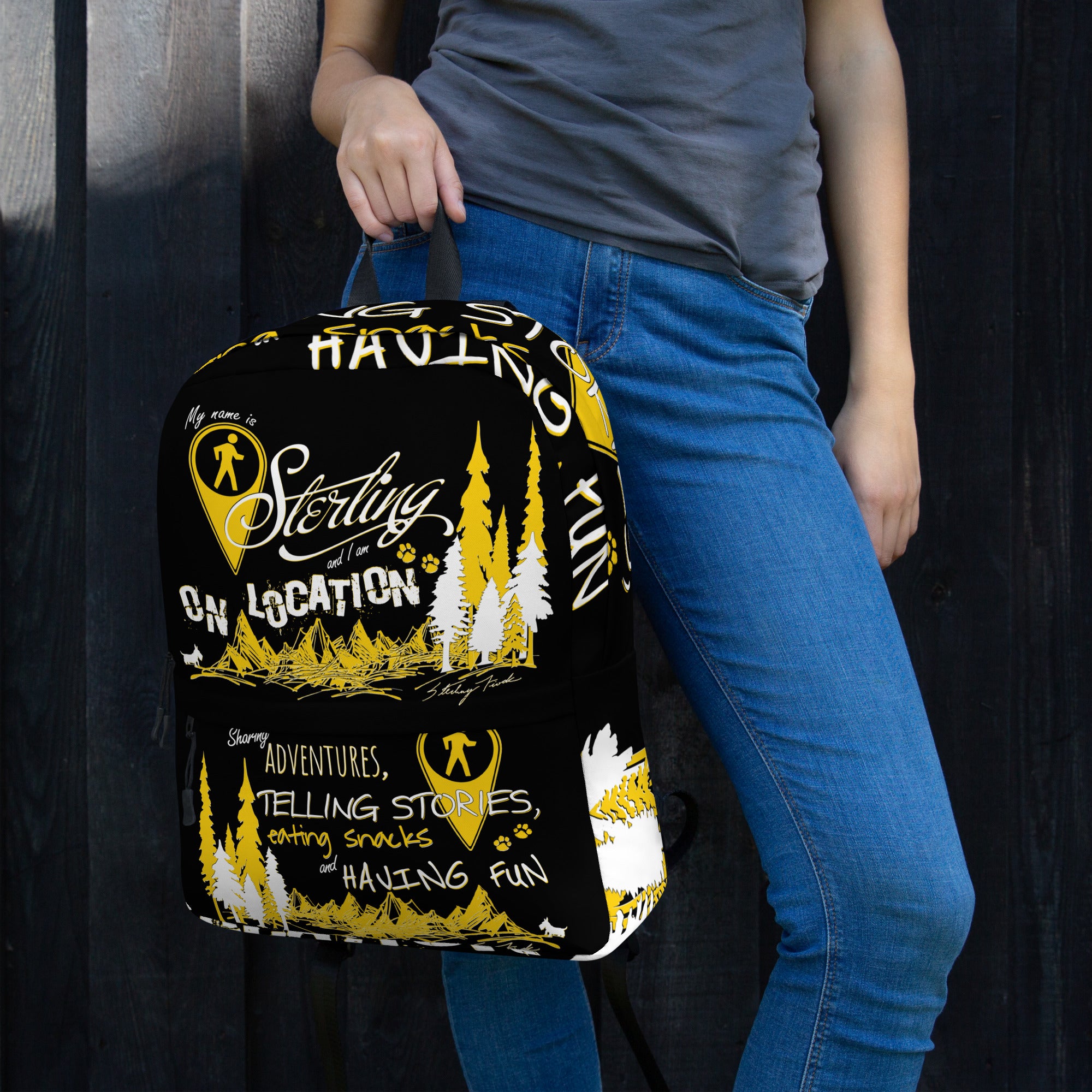 Typography Black Backpack