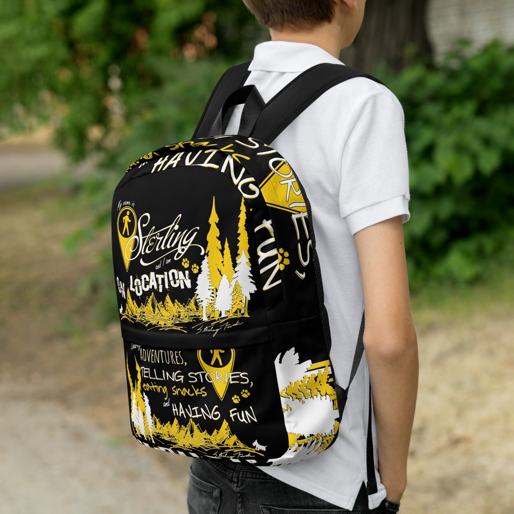 Typography Black Backpack