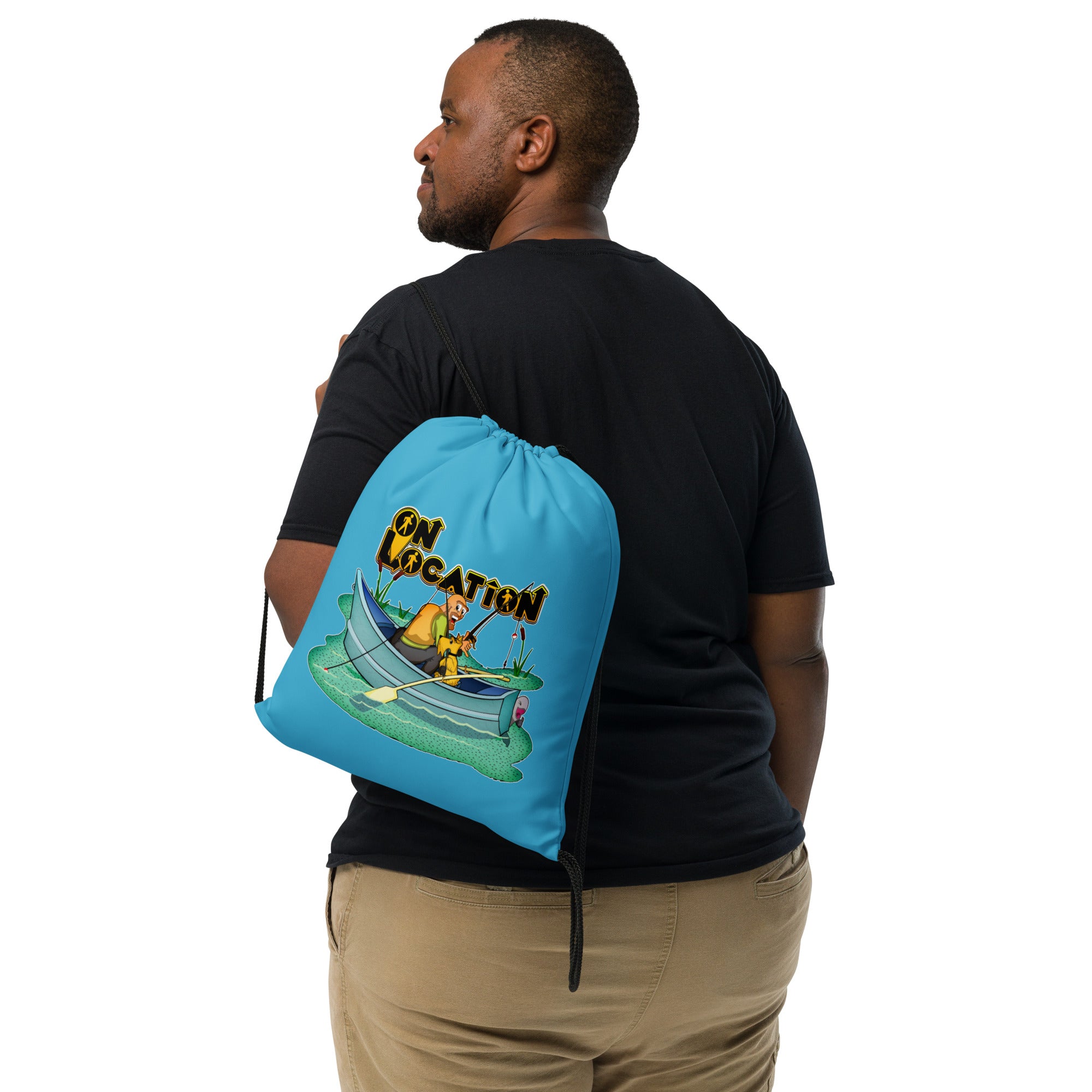 Fishing Drawstring Bag (river blue)